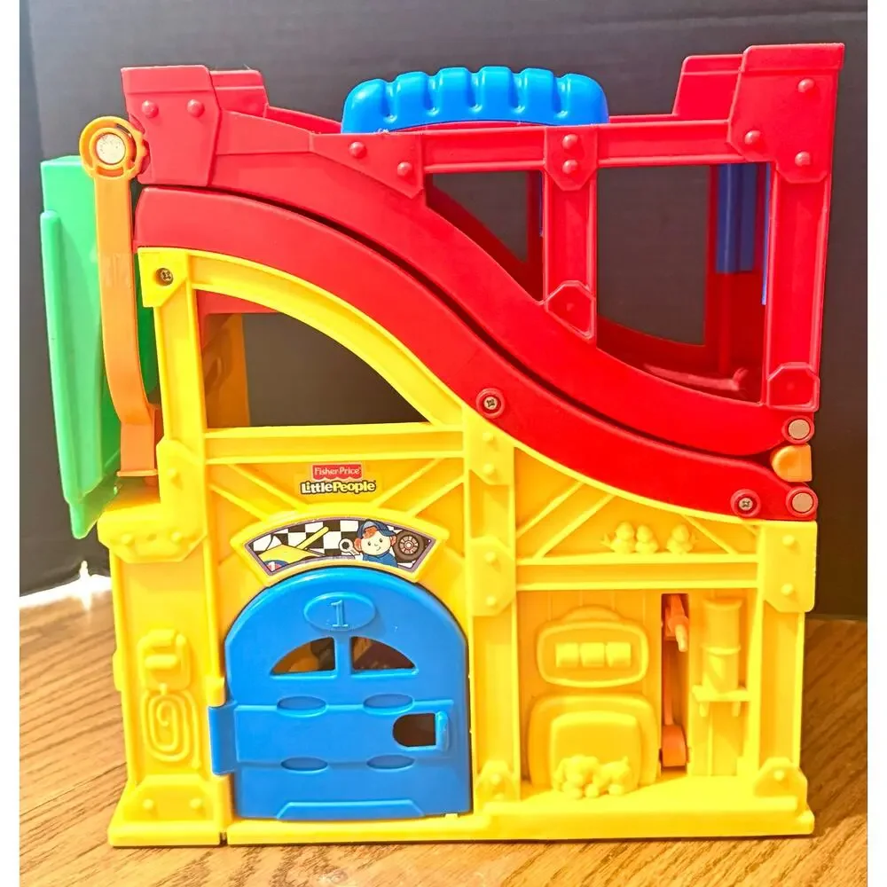 Fisher Price Little People Wheelies Rev 'N Sounds Race Track 4 Cars Vehicles